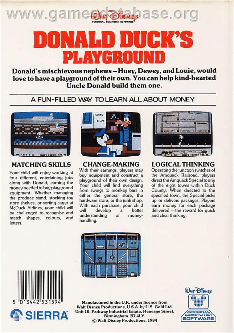 Donald Duck's Playground - Commodore 64 - Artwork - Box Back