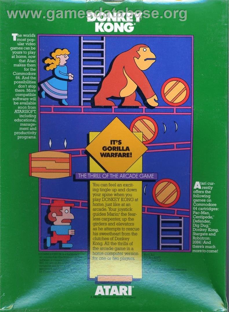 Donkey Kong (Ocean) - Commodore 64 - Artwork - Box Back