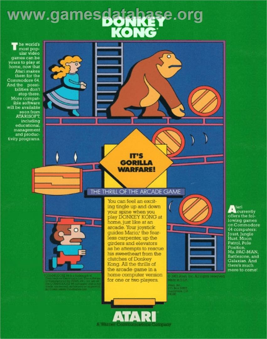 Donkey Kong - Commodore 64 - Artwork - Box Back