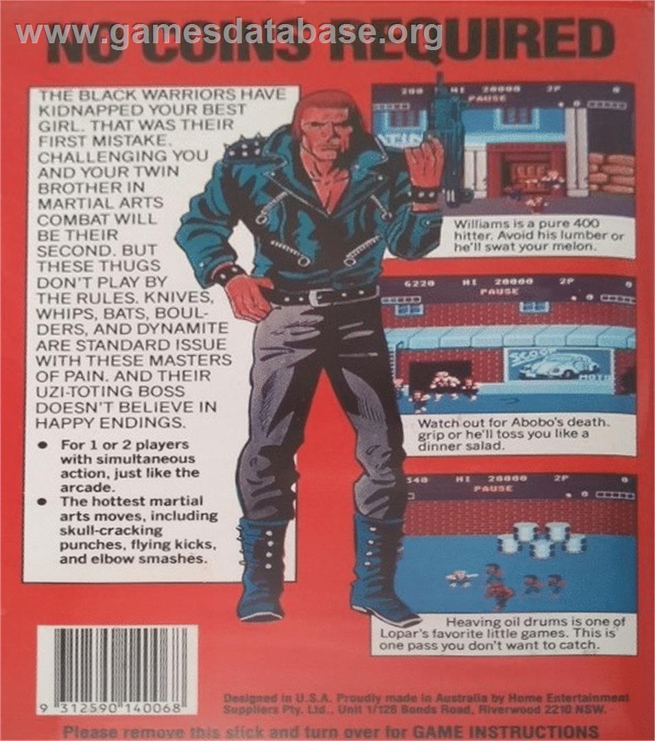 Double Dragon (Ocean) - Commodore 64 - Artwork - Box Back