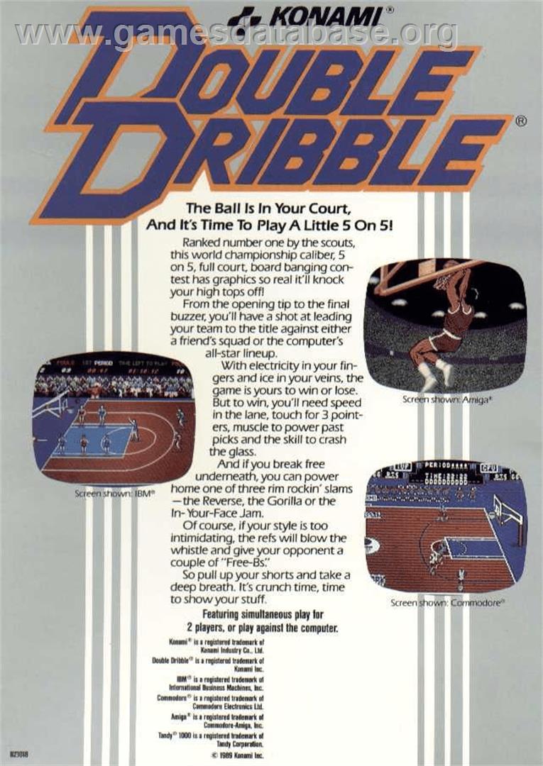 Double Dribble - Commodore 64 - Artwork - Box Back