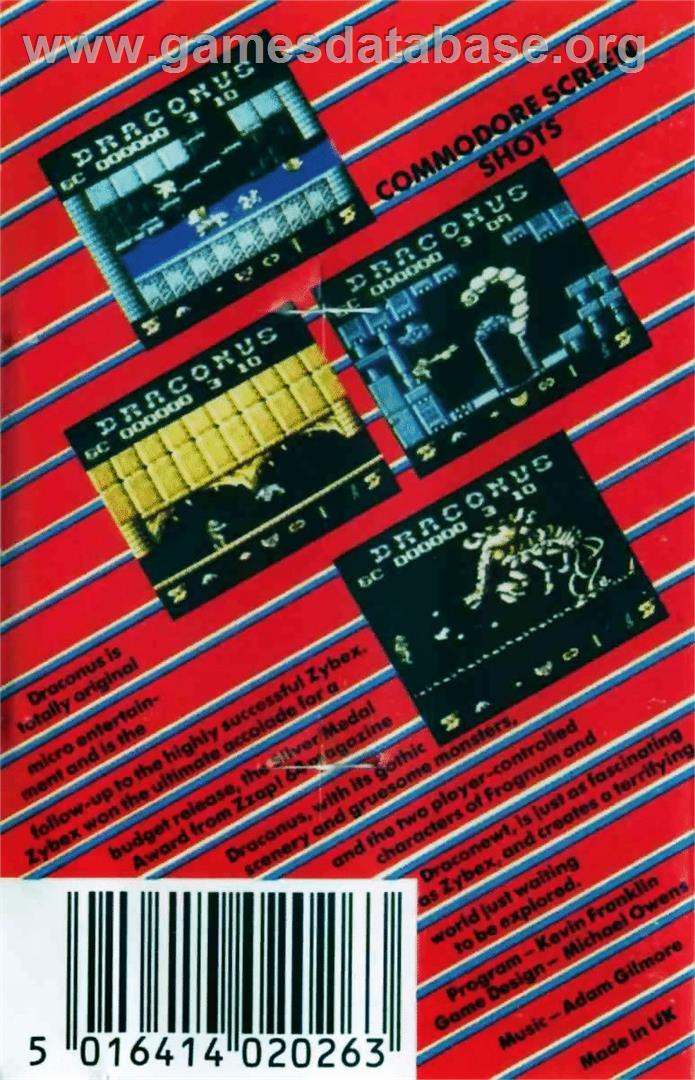 Draconus - Commodore 64 - Artwork - Box Back