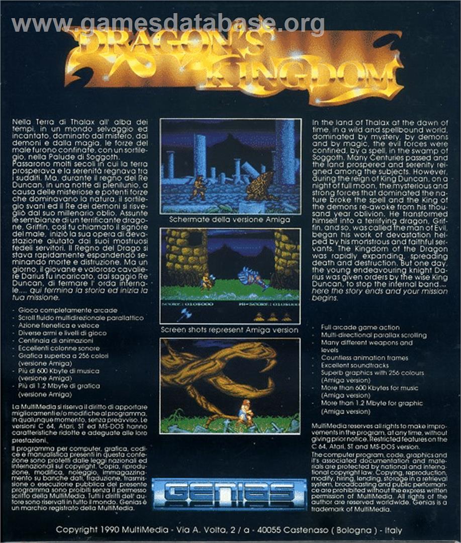 Dragon's Kingdom - Commodore 64 - Artwork - Box Back