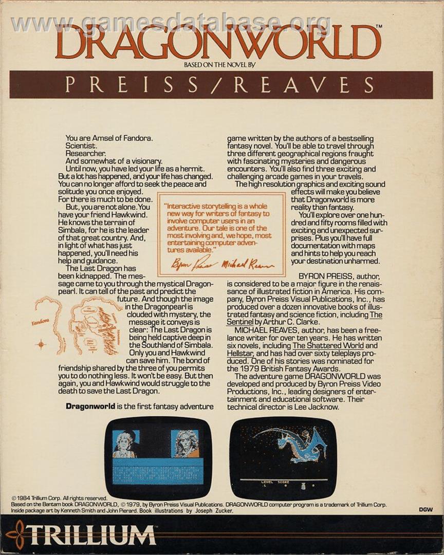 Dragon World - Commodore 64 - Artwork - Box Back