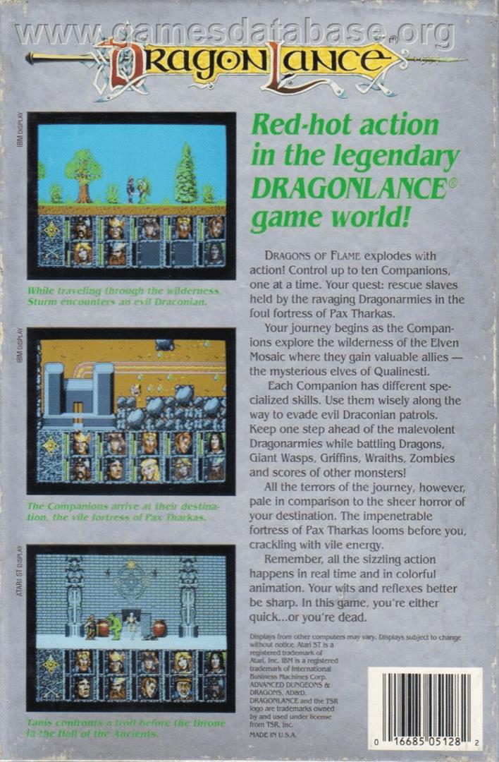 Dragons of Flame - Commodore 64 - Artwork - Box Back