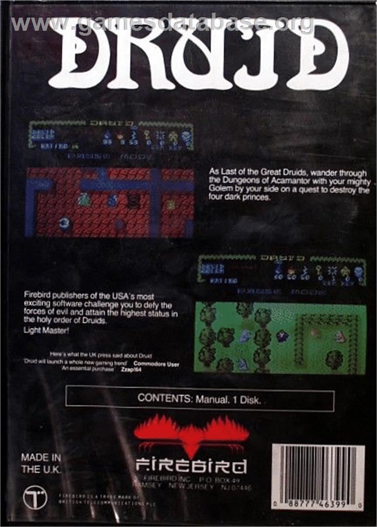 Druid - Commodore 64 - Artwork - Box Back