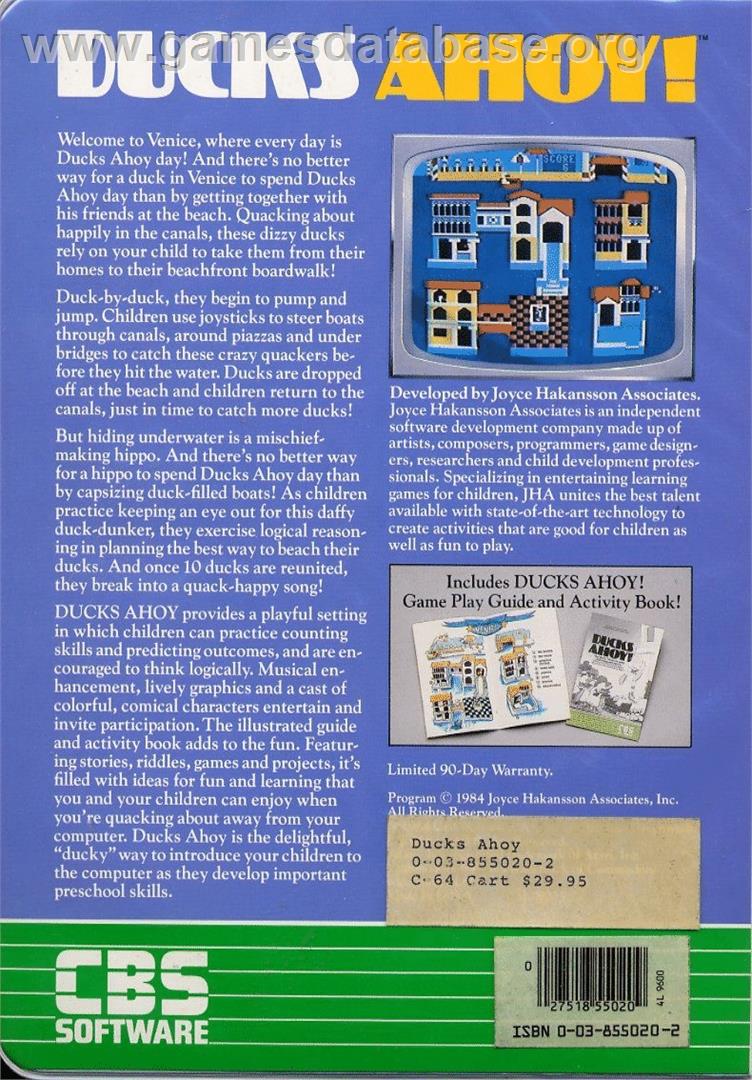 Ducks Ahoy! - Commodore 64 - Artwork - Box Back