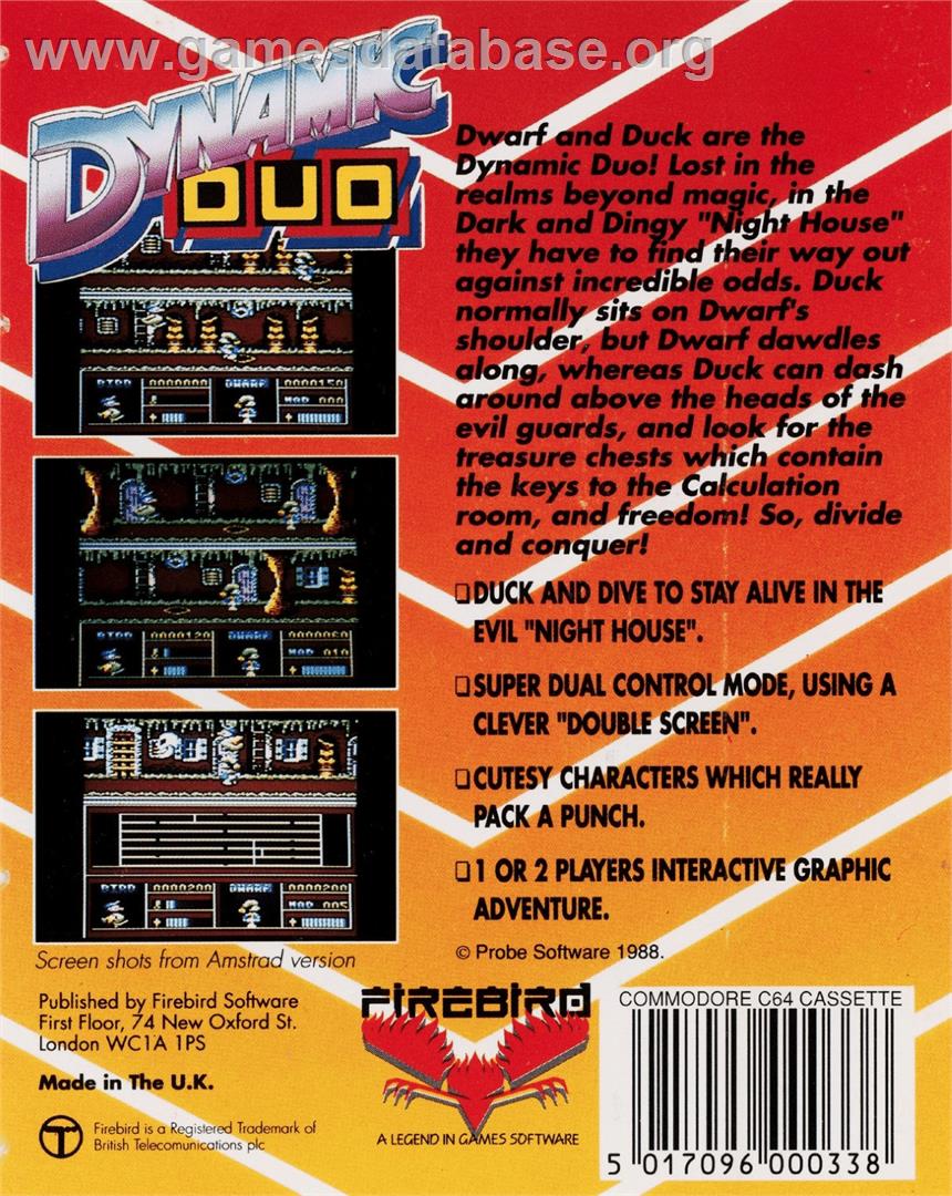 Dynamic Duo - Commodore 64 - Artwork - Box Back