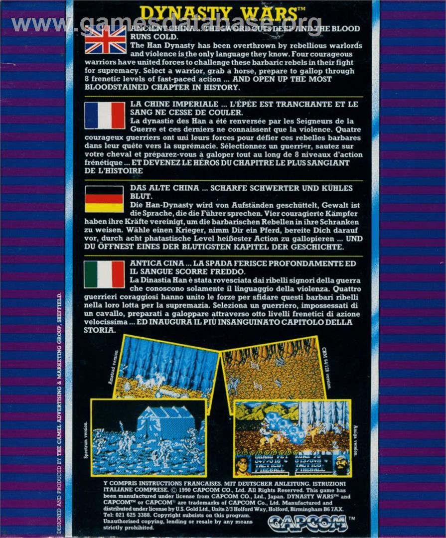 Dynasty Wars - Commodore 64 - Artwork - Box Back