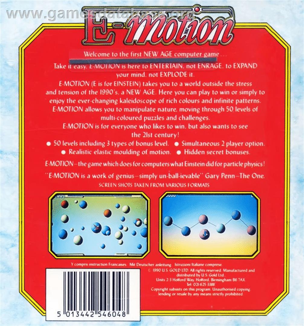E-Motion - Commodore 64 - Artwork - Box Back