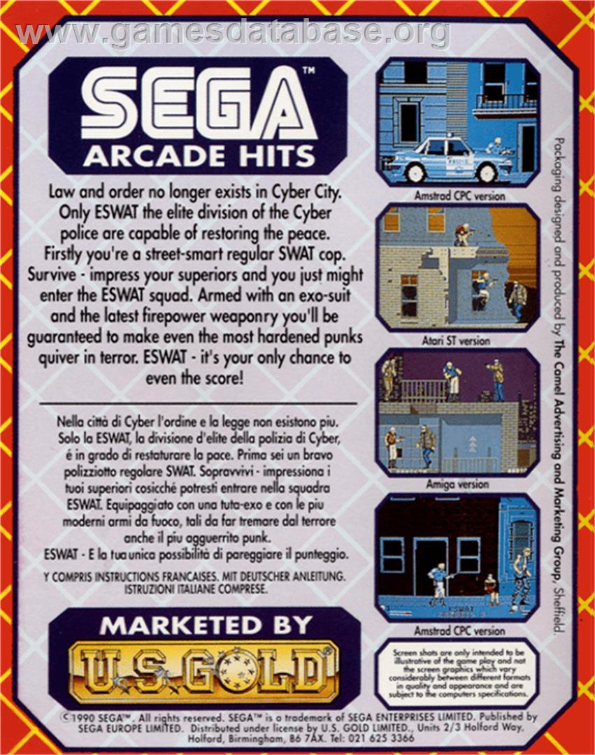 E-SWAT: Cyber Police - Commodore 64 - Artwork - Box Back
