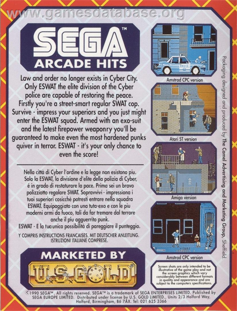 ESWAT - Commodore 64 - Artwork - Box Back