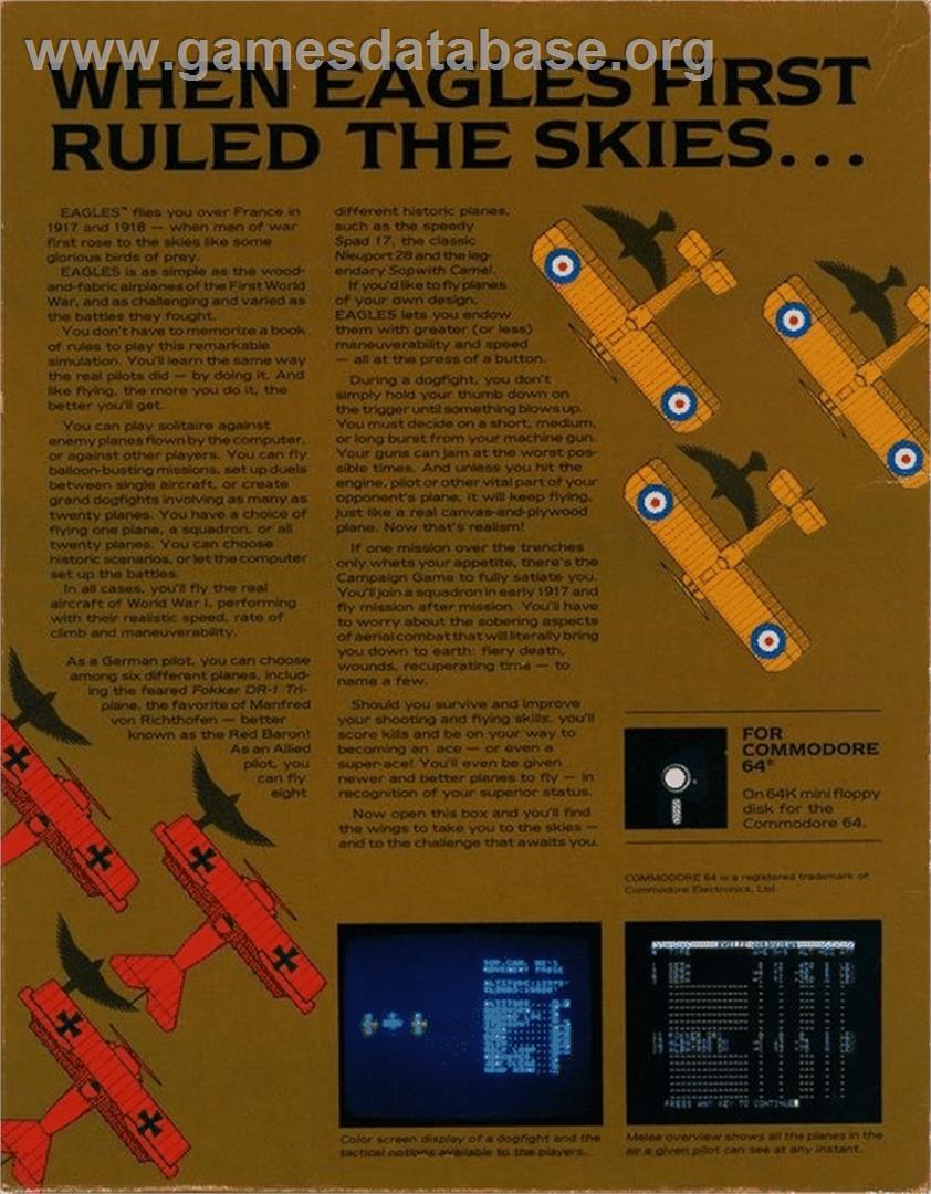 Eagles - Commodore 64 - Artwork - Box Back