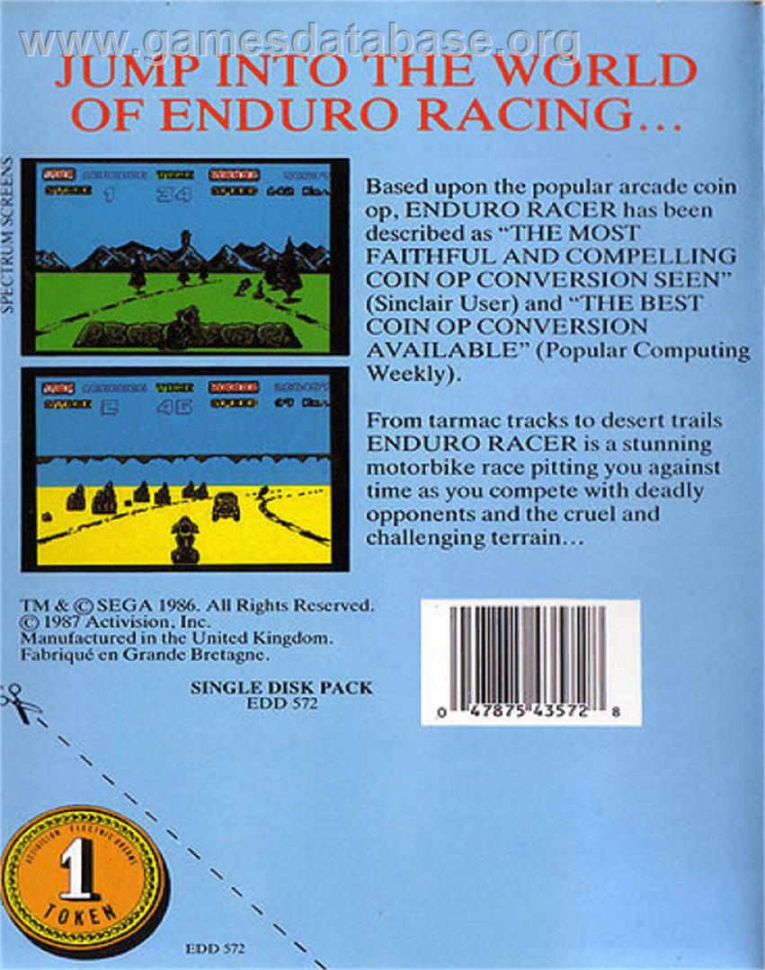 Enduro Racer - Commodore 64 - Artwork - Box Back