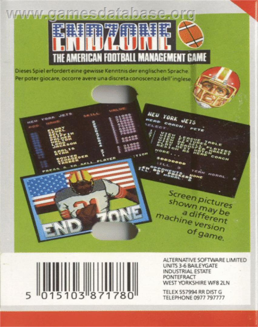 Endzone - Commodore 64 - Artwork - Box Back