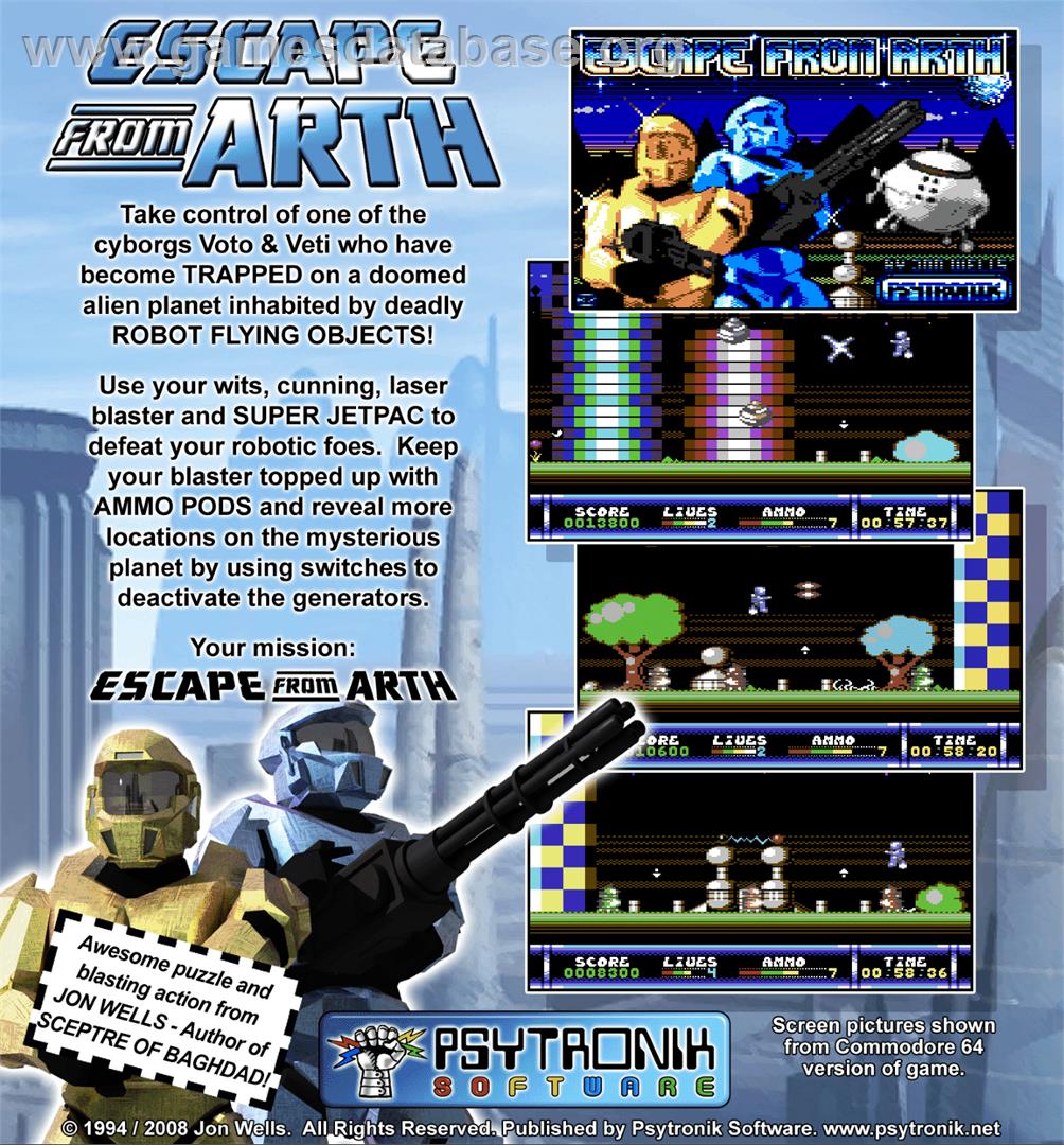 Escape From Arth - Commodore 64 - Artwork - Box Back