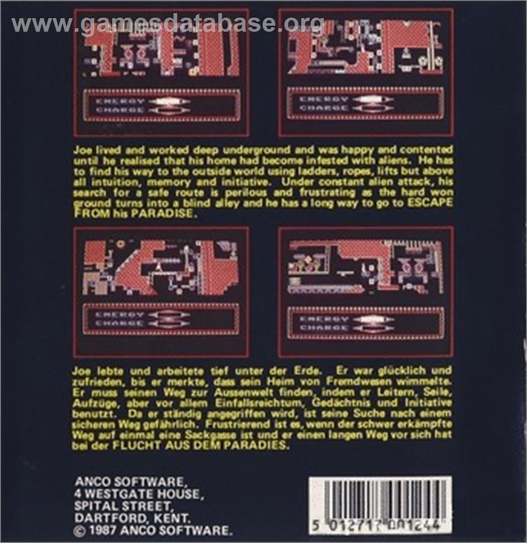 Escape From Paradise - Commodore 64 - Artwork - Box Back