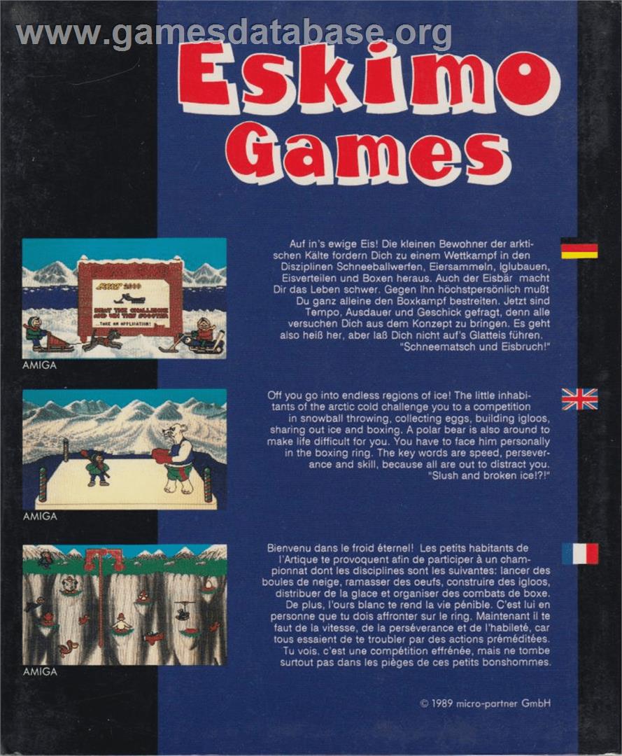 Eskimo Games - Commodore 64 - Artwork - Box Back