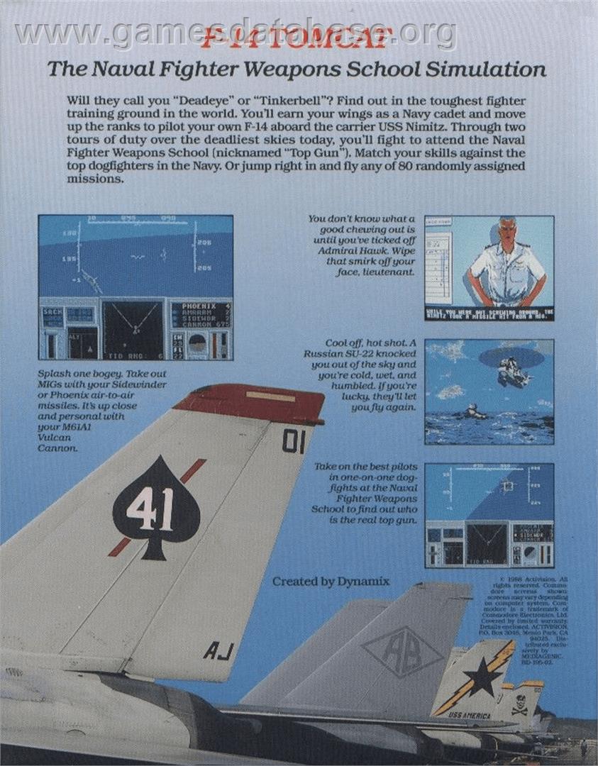 F-14 Tomcat - Commodore 64 - Artwork - Box Back