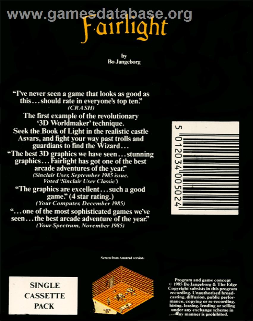 Fairlight: A Prelude - Commodore 64 - Artwork - Box Back