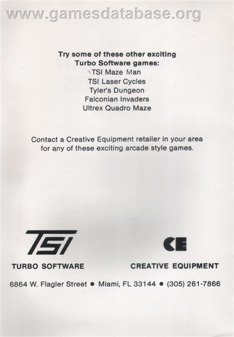 Falconian Invaders - Commodore 64 - Artwork - Box Back