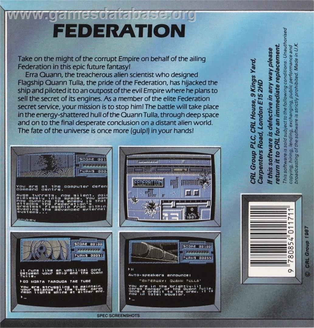 Federation - Commodore 64 - Artwork - Box Back