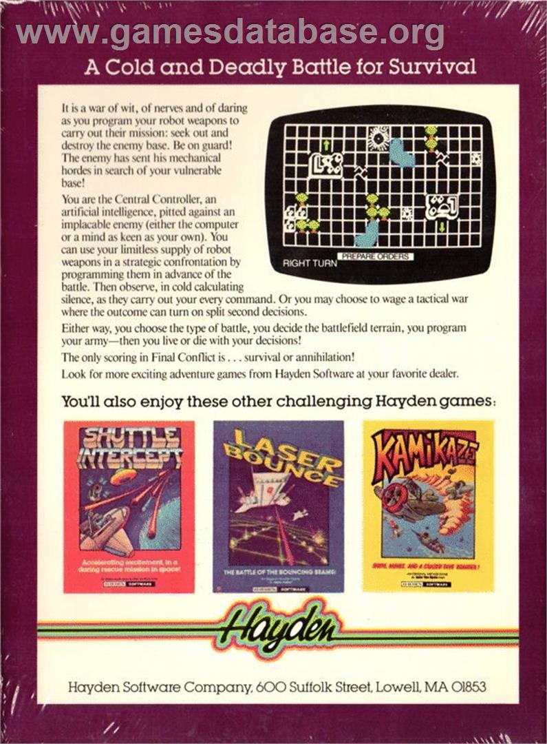 Final Conflict - Commodore 64 - Artwork - Box Back
