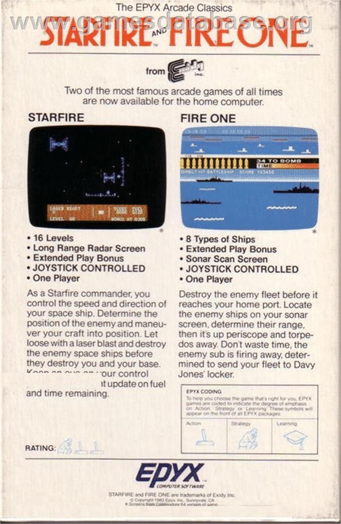 Fire One - Commodore 64 - Artwork - Box Back