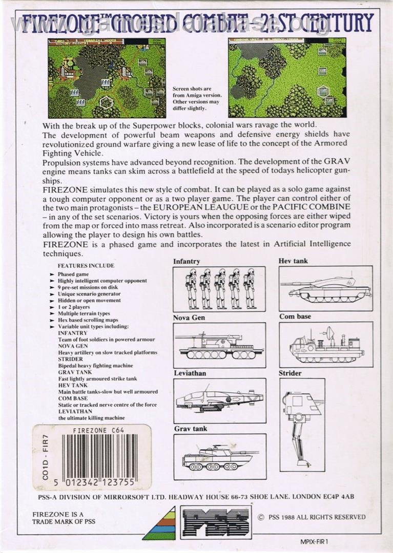 Firezone - Commodore 64 - Artwork - Box Back