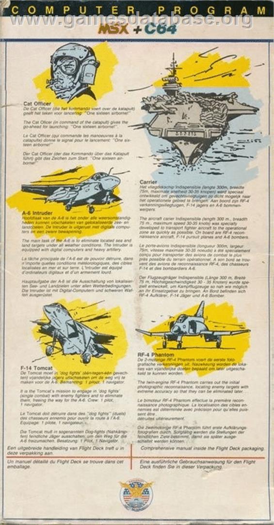 Flight Deck - Commodore 64 - Artwork - Box Back
