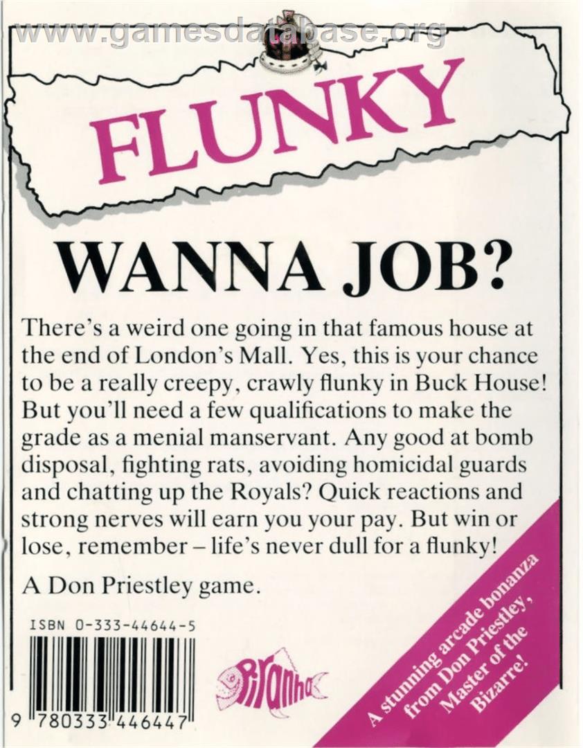 Flunky - Commodore 64 - Artwork - Box Back