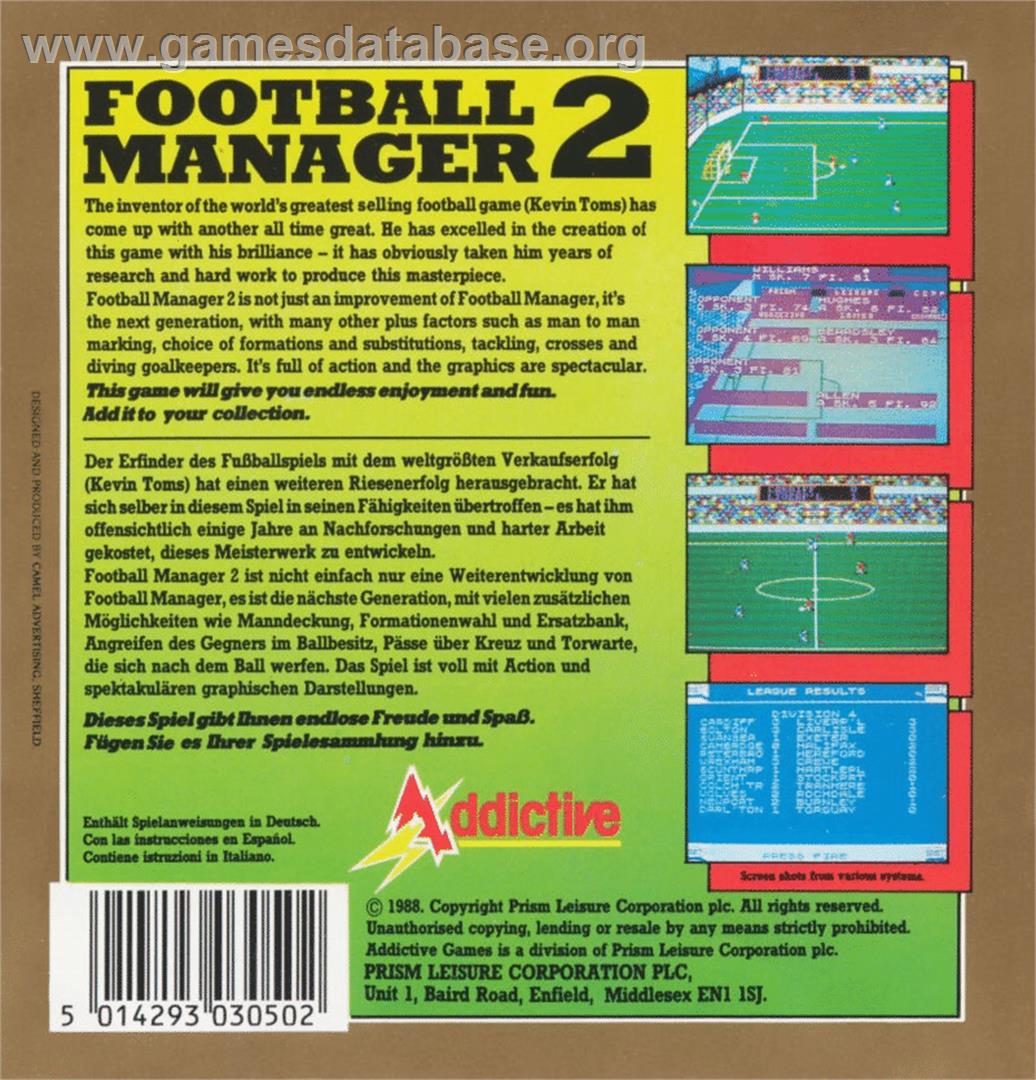 Football Manager 2 - Commodore 64 - Artwork - Box Back