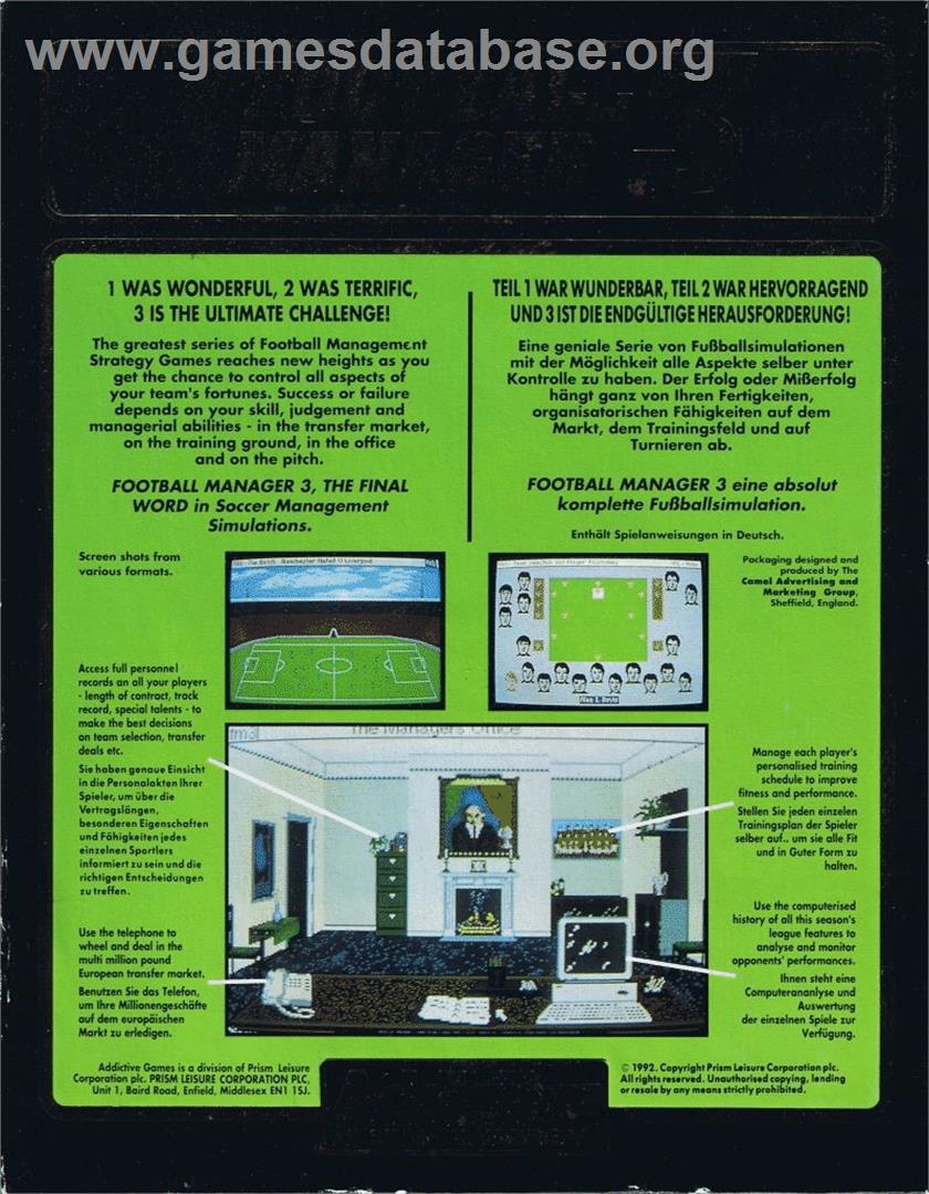 Football Manager 3 - Commodore 64 - Artwork - Box Back
