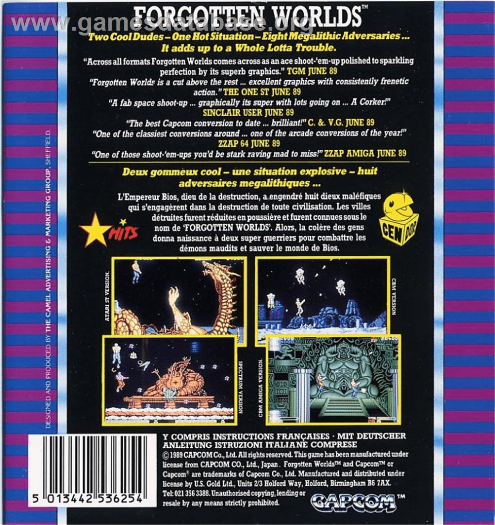 Forgotten Worlds - Commodore 64 - Artwork - Box Back