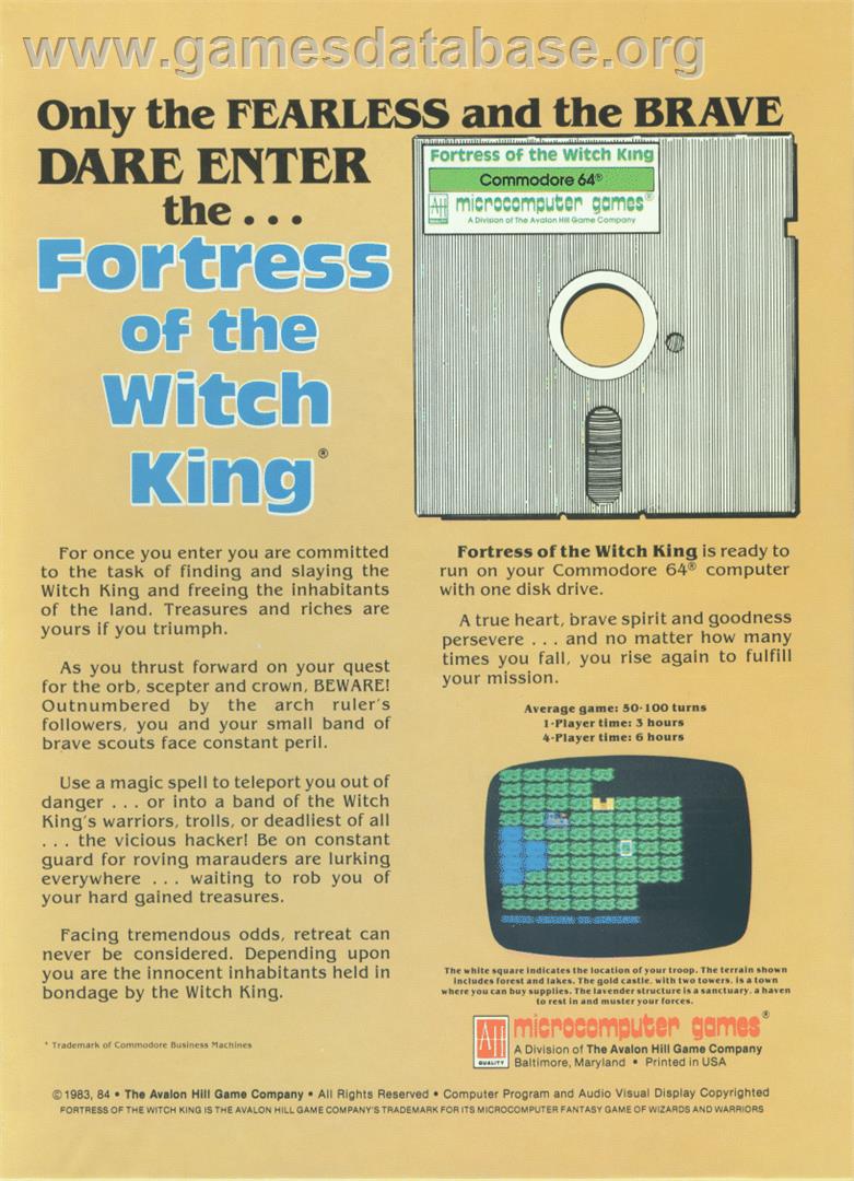 Fortress Of The Witch King - Commodore 64 - Artwork - Box Back