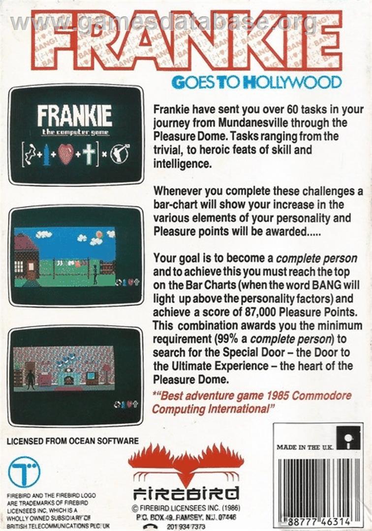 Frankie Goes To Hollywood - Commodore 64 - Artwork - Box Back