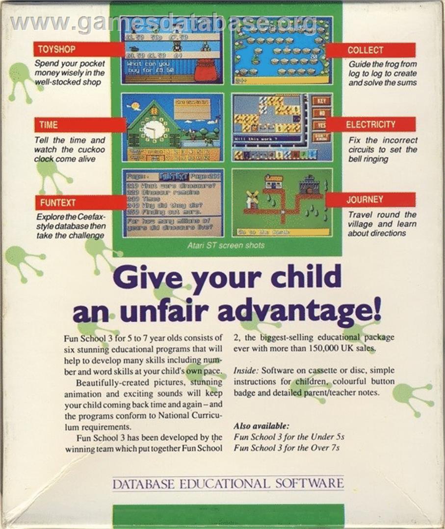Fun School 3: for 5 to 7 Year Olds - Commodore 64 - Artwork - Box Back