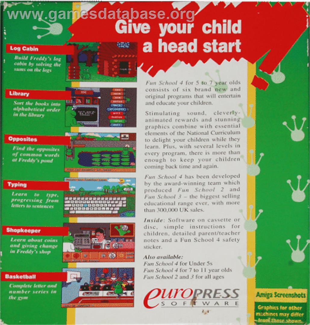 Fun School 4: for 5 to 7 Year Olds - Commodore 64 - Artwork - Box Back