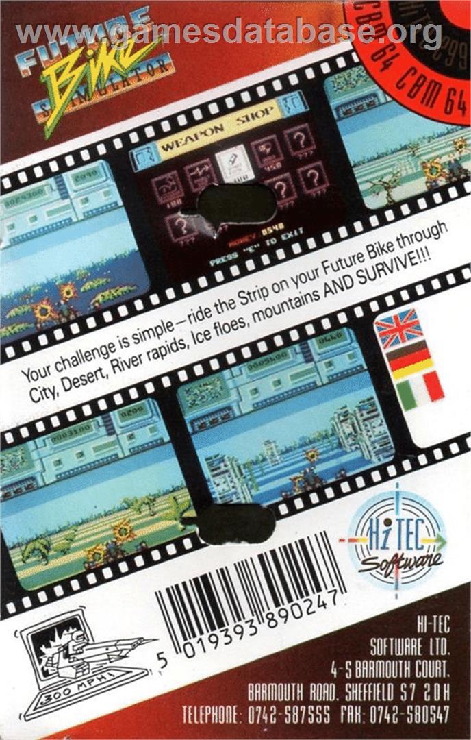 Future Bike Simulator - Commodore 64 - Artwork - Box Back
