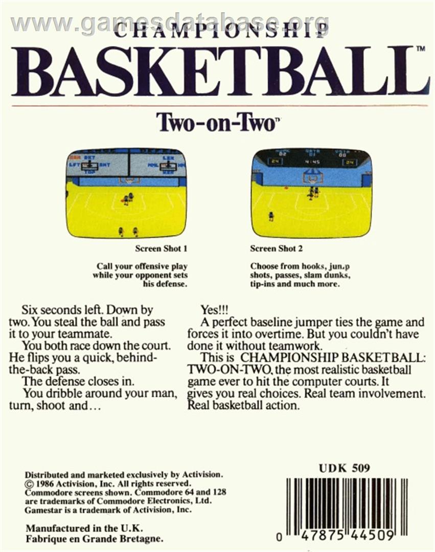GBA Championship Basketball: Two-on-Two - Commodore 64 - Artwork - Box Back