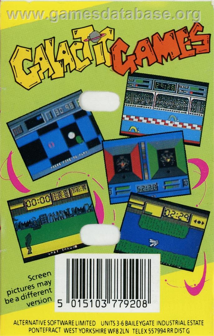 Galactic Games - Commodore 64 - Artwork - Box Back