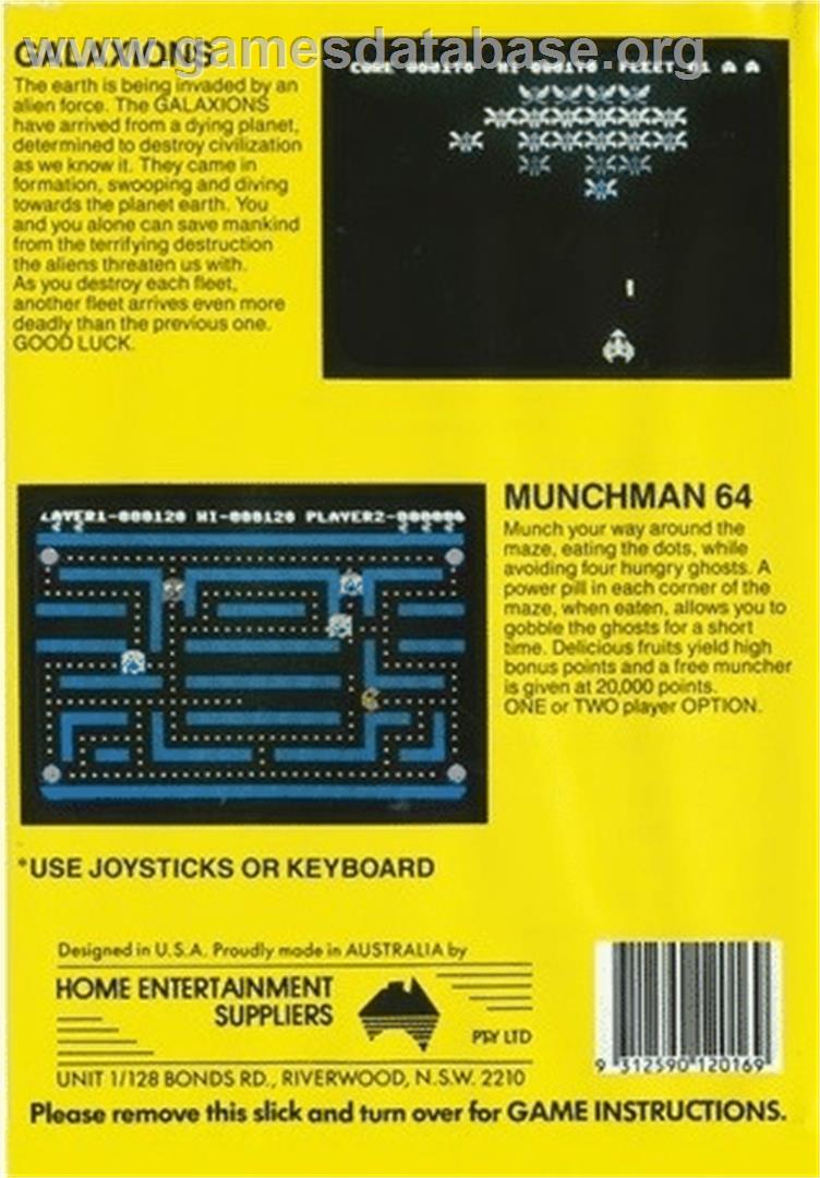 Galaxions - Commodore 64 - Artwork - Box Back