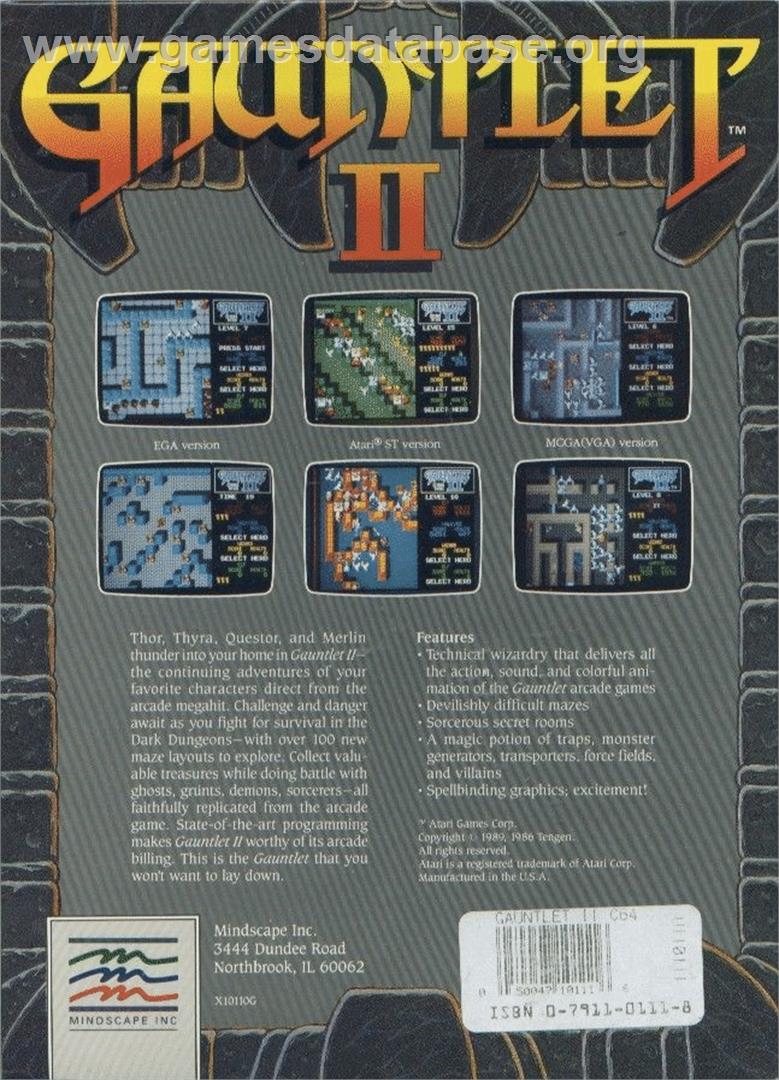 Gauntlet 2 - Commodore 64 - Artwork - Box Back
