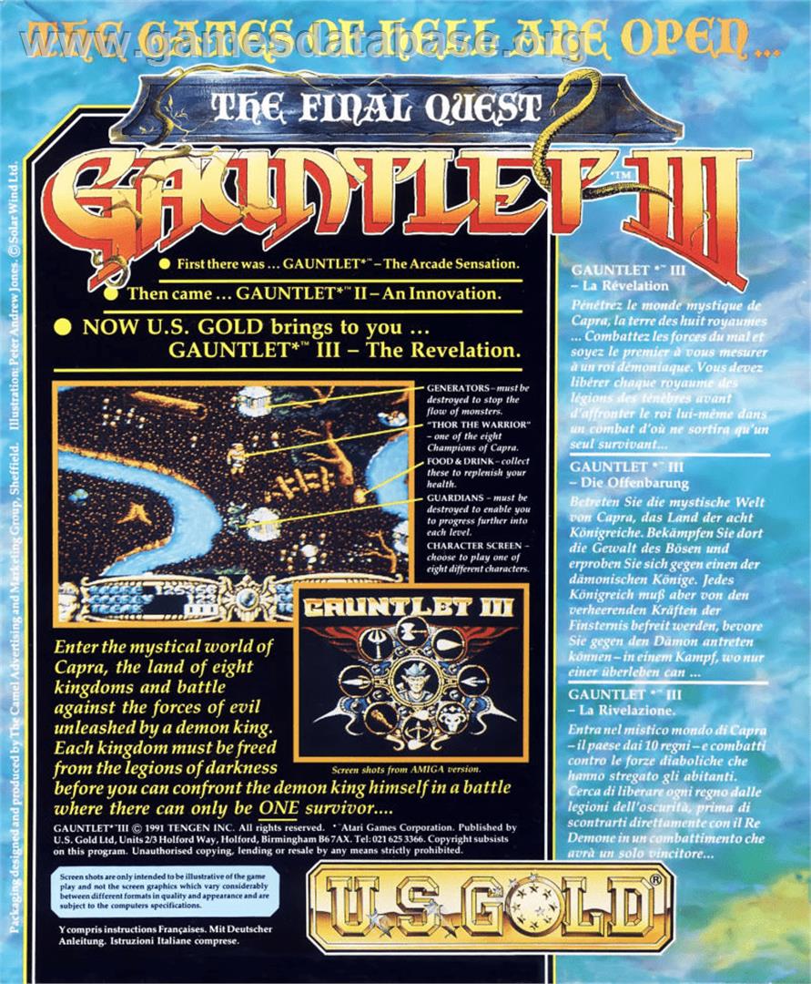 Gauntlet III: The Final Quest - Commodore 64 - Artwork - Box Back