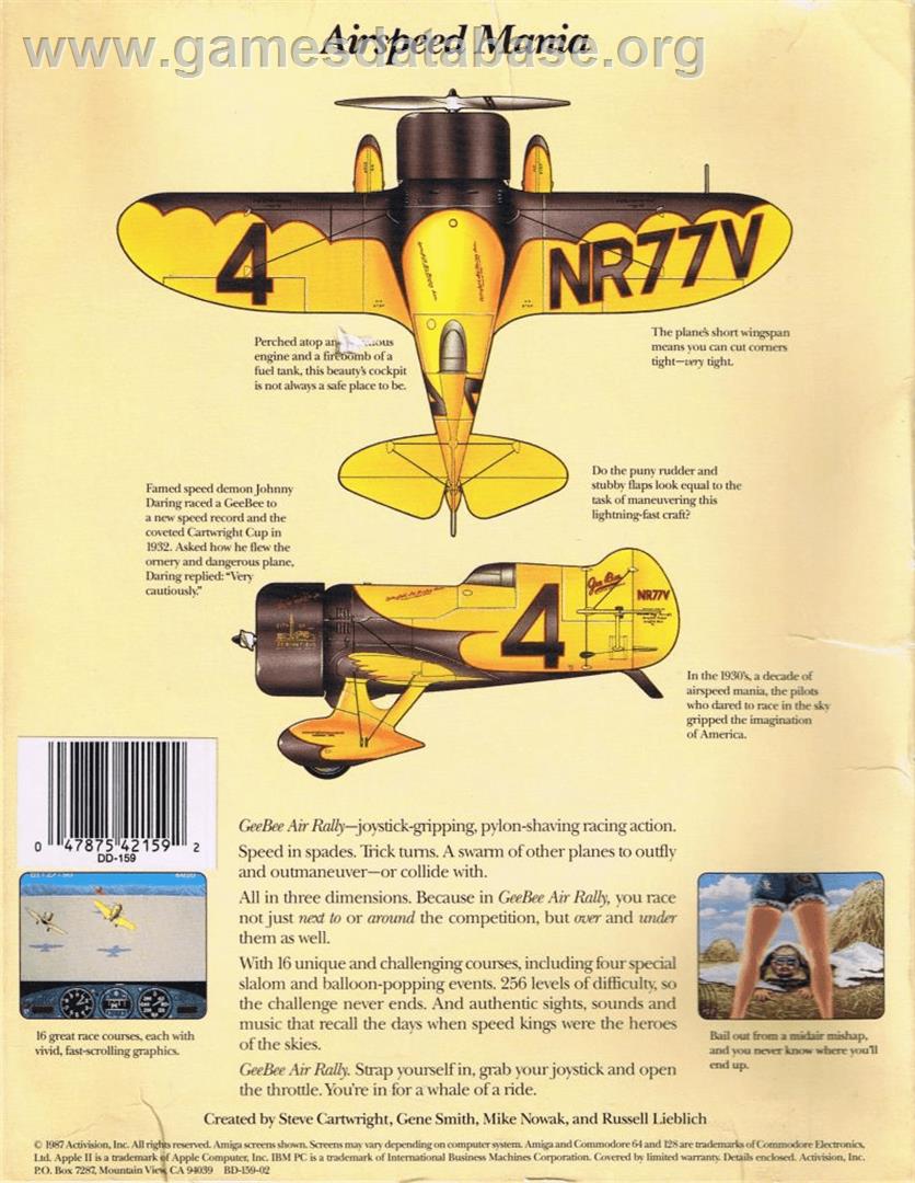 Gee Bee Air Rally - Commodore 64 - Artwork - Box Back