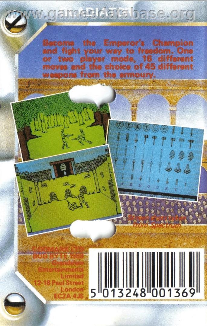 Gladiator (Domark) - Commodore 64 - Artwork - Box Back