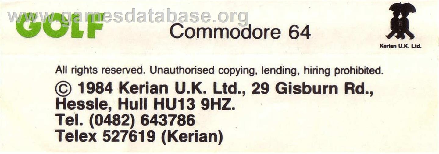 Golf (Creative Computing) - Commodore 64 - Artwork - Box Back