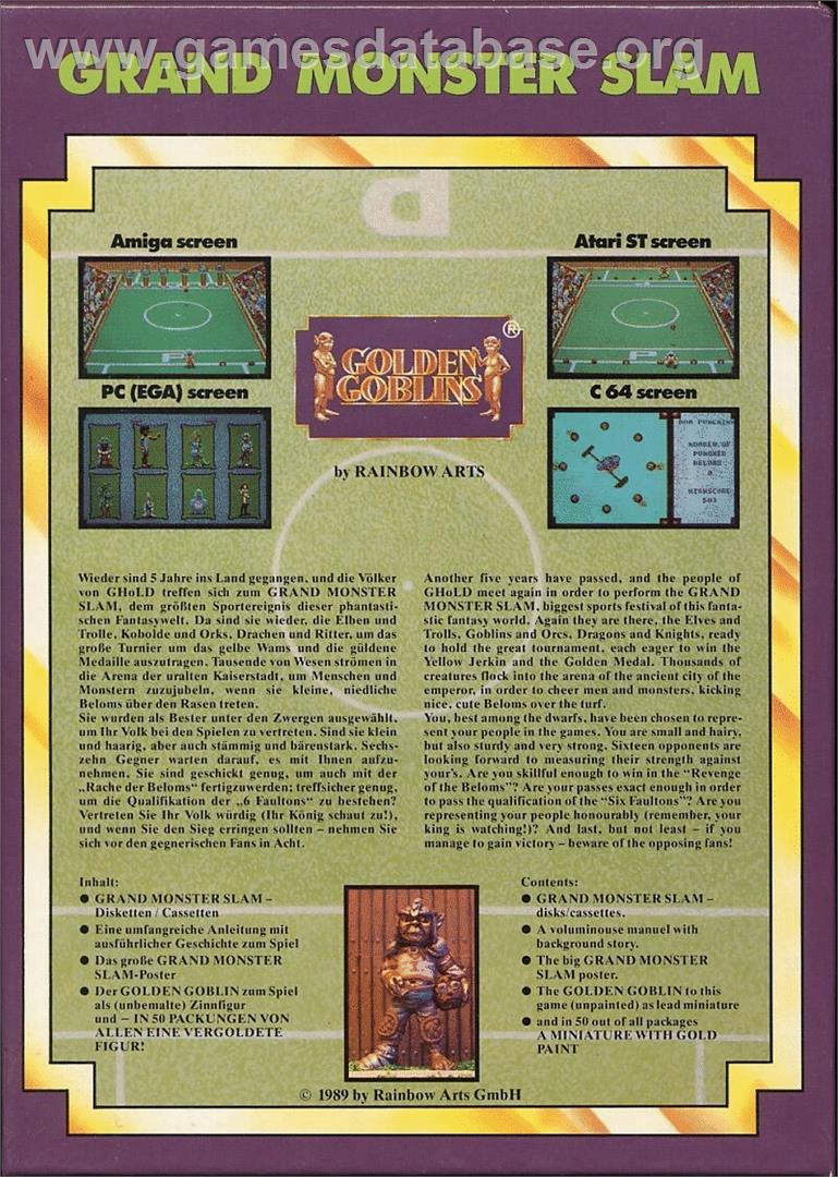 Grand Monster Slam - Commodore 64 - Artwork - Box Back