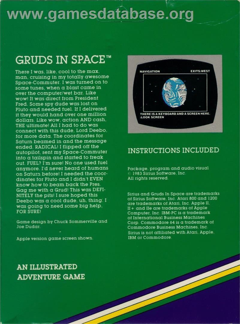 Gruds In Space - Commodore 64 - Artwork - Box Back
