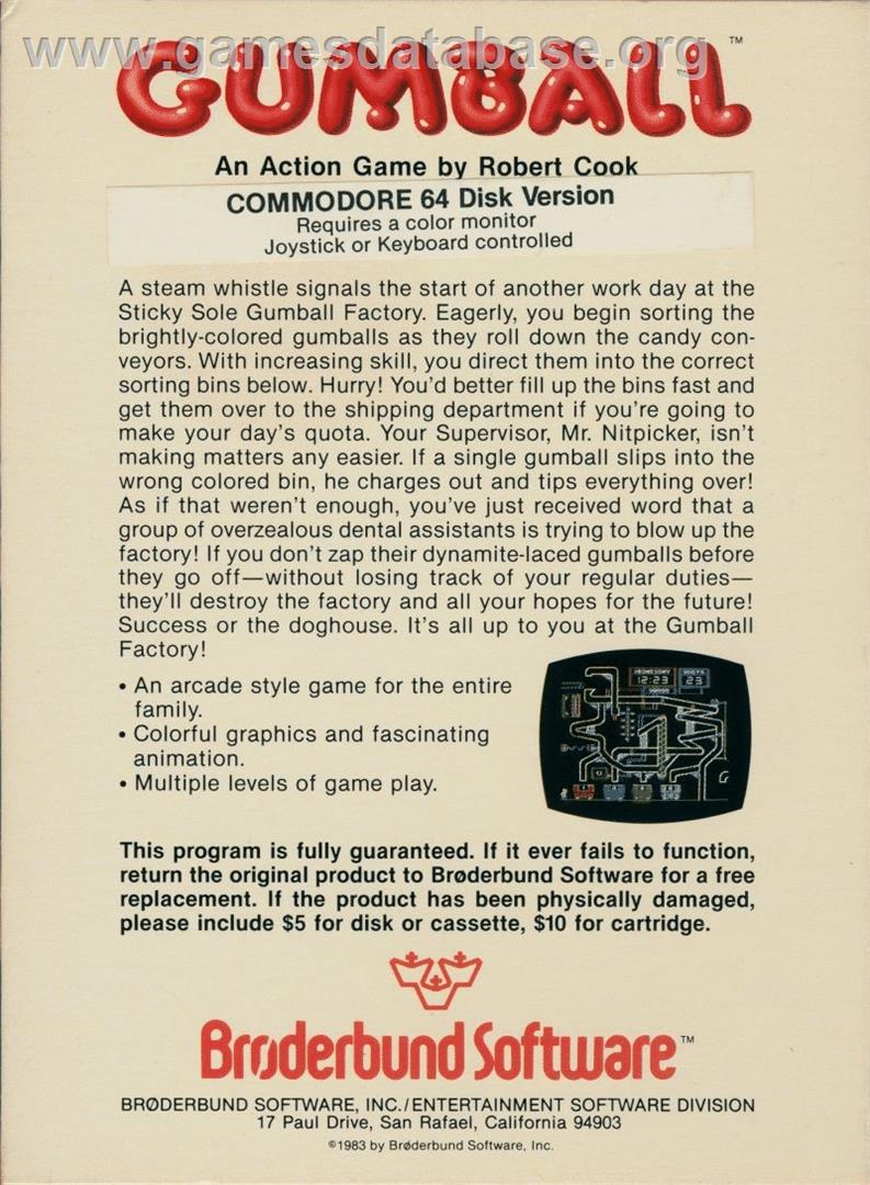Gumball - Commodore 64 - Artwork - Box Back